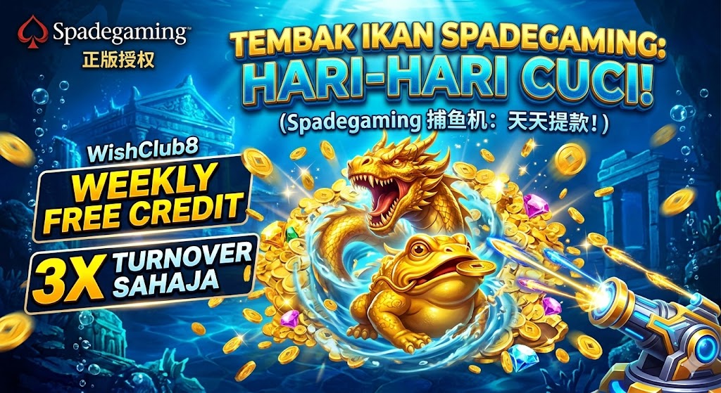 Play Spadegaming slots and Fishing God at WishClub8 Malaysia with weekly free credit 2026